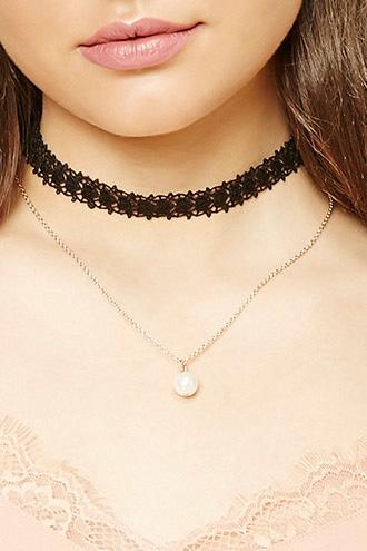 Forever21 Gold & Black Choker Necklace Set