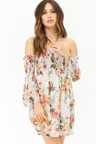 Forever21 Floral Chiffon Off-the-shoulder Dress