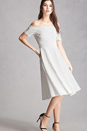 Forever21 Striped Cross-back Swing Dress