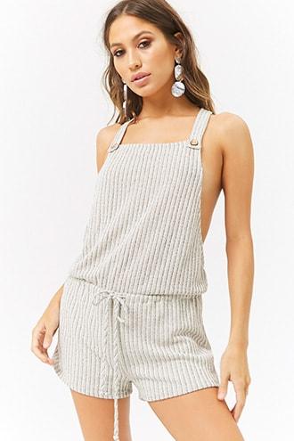 Forever21 Striped Open-knit Romper
