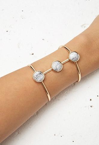 Forever21 Faux Stone Cutout Cuff (gold/grey)