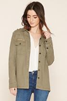 Forever21 Women's  Olive Troop Patch Utility Jacket