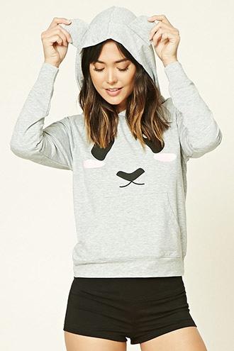 Forever21 Women's  Animal Face Pj Sweatshirt