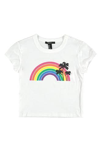 Forever21 Cropped Rainbow Graphic Tee