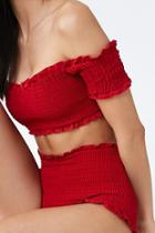 Forever21 Tee Ink Smocked Off-the-shoulder Bikini Top