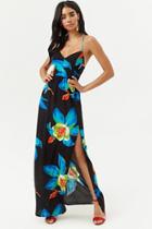 Forever21 Watercolor Floral Lace-up Maxi Dress