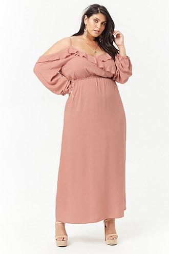 Forever21 Plus Size Ruffle Open-shoulder Maxi Dress