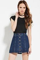 Love21 Women's  Black Contemporary Curved-hem Top