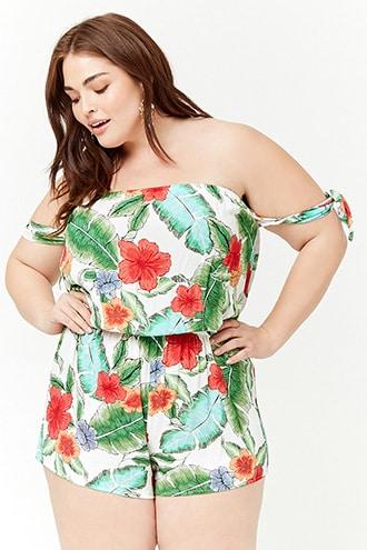 Forever21 Plus Size Floral Swim Cover-up Romper