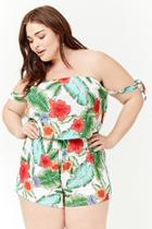 Forever21 Plus Size Floral Swim Cover-up Romper
