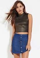 Forever21 Women's  Sheeny High-neck Top