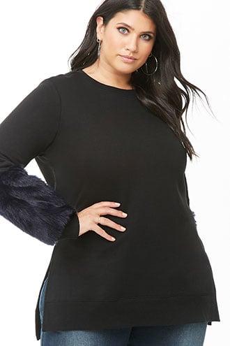 Forever21 Plus Size Faux Fur Sleeve Sweatshirt