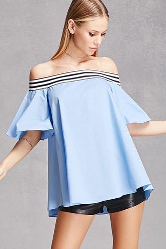Forever21 Stripe Trim Off-the-shoulder Top