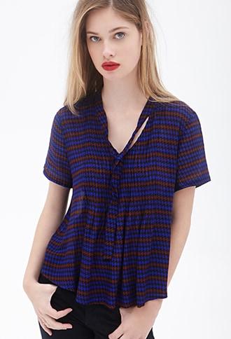 Forever21 Pleated Houndstooth Blouse