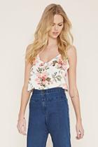 Forever21 Women's  Floral Print Lace-up Top
