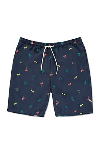 Forever21 Summer Graphics Embroidered Swim Trunks