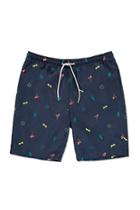 Forever21 Summer Graphics Embroidered Swim Trunks