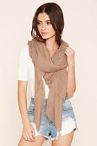 Forever21 Dusty Pink Frayed Trim Oblong Scarf