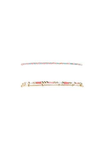 Forever21 Beaded Chain & Woven Bracelet Set