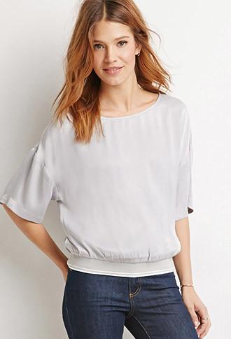 Love21 Striped Trim Blouse