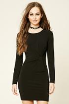 Forever21 Women's  Black Knotted-front Bodycon Dress