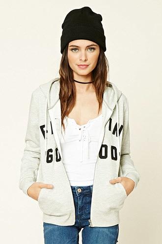 Forever21 Women's  Feelin Good Zip-up Hoodie