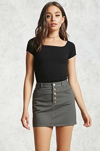 Forever21 Partial Button-down Skirt