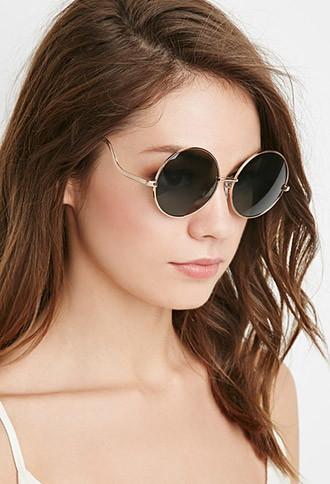 Forever21 Round Frame Sunglasses (gold/olive)