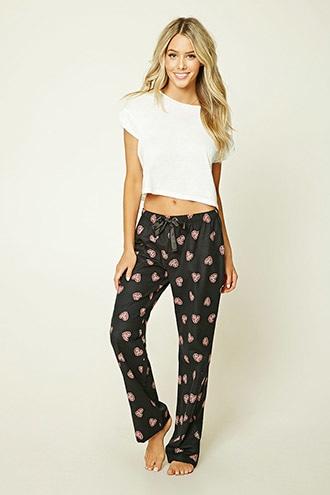 Forever21 Flannel Heart Pizza Pj Pants