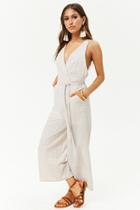 Forever21 Striped Surplice Wide-leg Jumpsuit