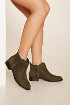 Forever21 Women's  Olive Zippered Ankle Booties