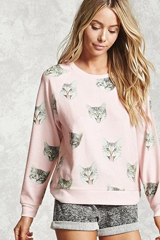 Forever21 Cat Print Pj Top