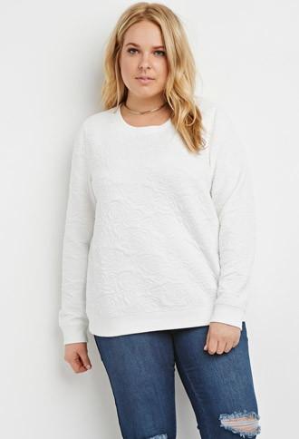 Forever21 Plus Rose Mattelasse Sweatshirt