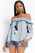 Forever21 Vintage Havana Denim Off-the-shoulder Top