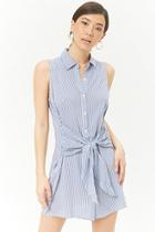 Forever21 Pinstriped Tie-front Shirt Dress