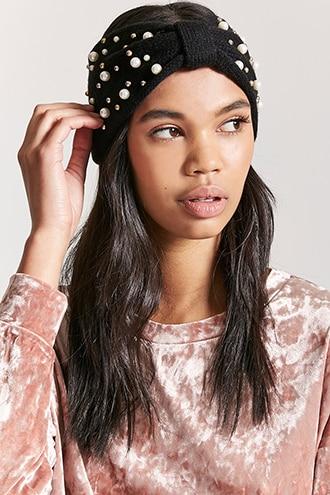 Forever21 Gathered-front Faux Pearl Stud Headwrap