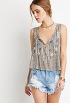 Forever21 Embroidered Tribal Print Top