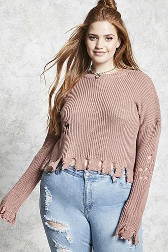 Forever21 Plus Size Distressed Sweater