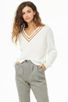 Forever21 Striped-trim V-neck Top