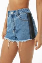 Forever21 Zippered Contrast-trim Denim Shorts