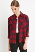 Forever21 Women's  Classic Plaid Flannel Shirt (red/black)