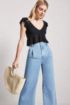 Forever21 Ribbed Ruffle Sleeve Top