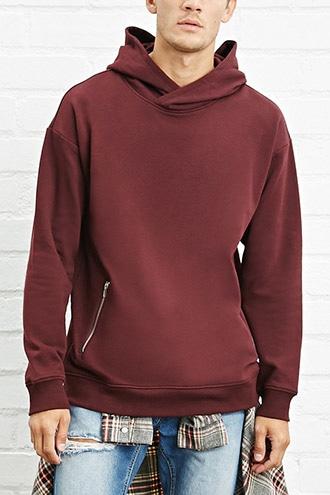 21 Men Men's  Zip-front Slub Knit Hoodie