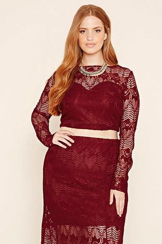 Forever21 Plus Women's  Plus Size Lace Crop Top
