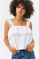Forever21 Floral Eyelet Flounce Top