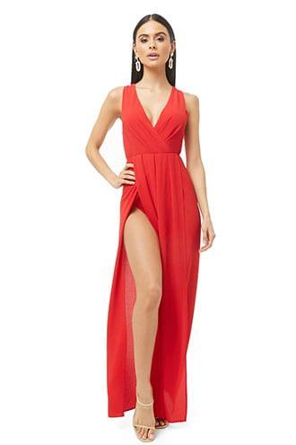 Forever21 Pleated Front Slit Maxi Dress