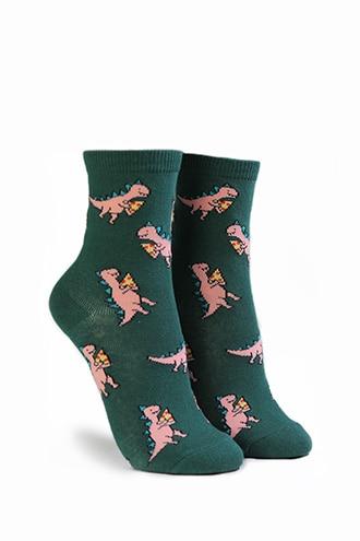 Forever21 Dinosaur Print Crew Socks