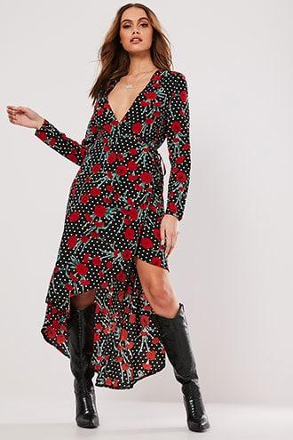 Forever21 Missguided High-low Rose Print Dress