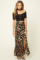 Forever21 Women's  Button-down Floral Maxi Skirt
