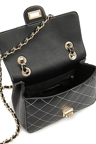 Forever21 Contrast-stitch Faux Leather Shoulder Bag